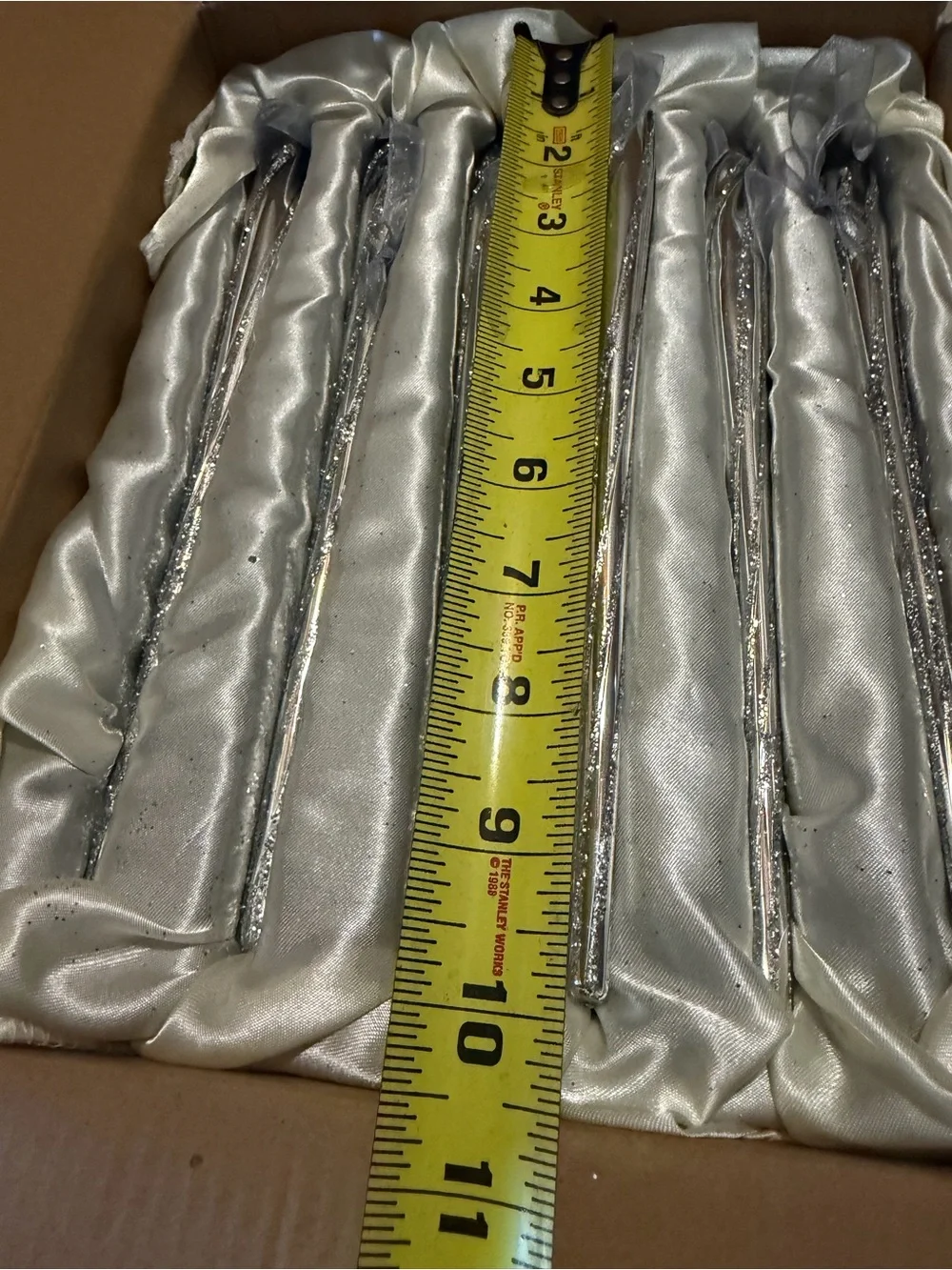 6 Boxed Silver Glass Icicle Vintage Frontgate Holiday Collection Ornaments
